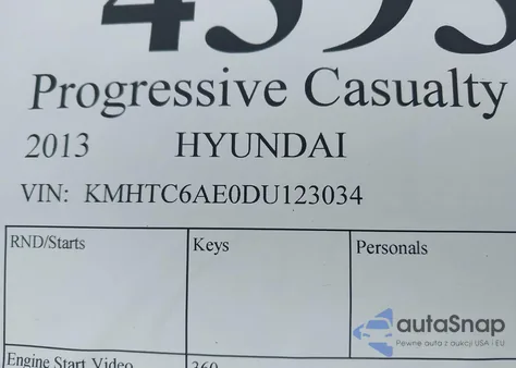 2013 Hyundai Veloster Turbo W/Blue from USA, damaged, VIN KMHTC6AE0DU123034